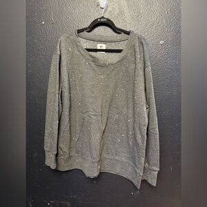 Women’s Like Love Gray With White Speckled Sweatshirt Size 2XL